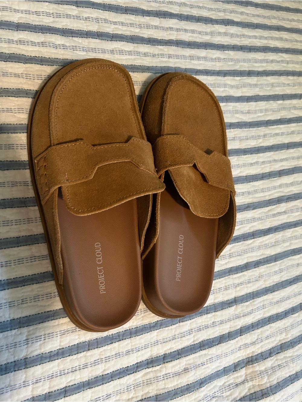 Project Cloud Women's Tan Suede Slide Loafers